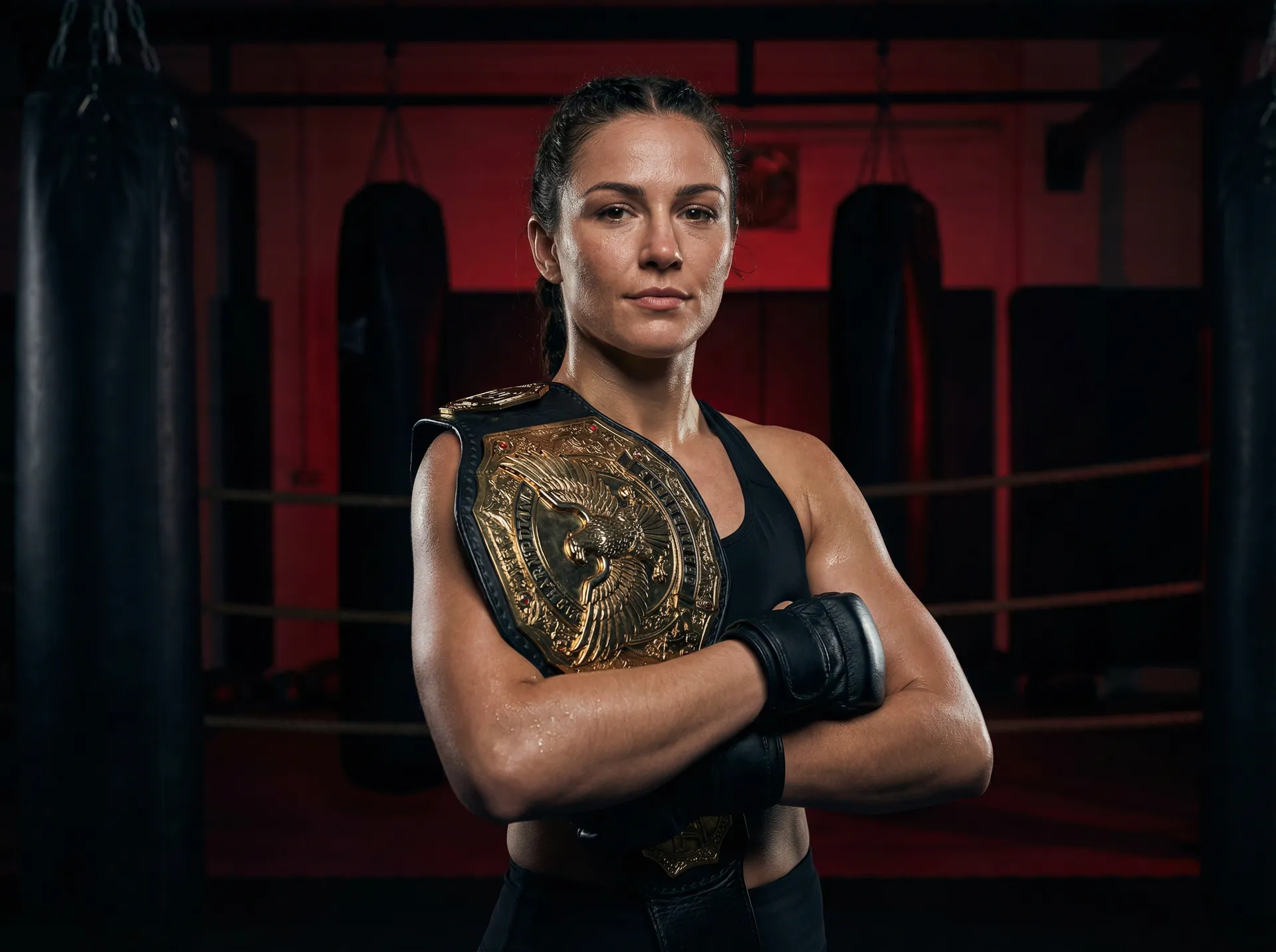 必撸大赛 女子冠军暗影女王展示金腰带